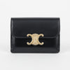 Celine Triomphe Shiny Calfskin Flap Cardholder Black 158380114 [P]