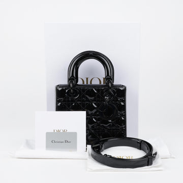 DIOR Damen Kleine Schwarze Lack Tote Bag 158394963 [P]