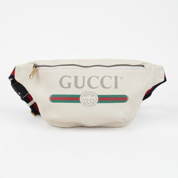 Gucci White Leather Logo Print Hip Bag 158406864 [P]