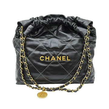 CHANEL AS3260 ブラック カーフスキン ゴールド メタル 22バッグ スモール ショルダーバッグ 158542444 [P]