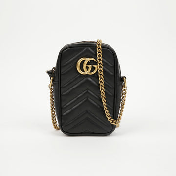 Gucci GG Marmont Matelassé Mini Shoulder Bag Black 158331844 [P]