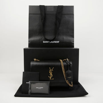 Saint Laurent Monogram Sunset Medium Smooth Leather Shoulder and Crossbody Bag Black Gold Hardware 158378487 [P]