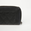 CHANEL Vintage Quilted Caviar Zipper Card Holder Black 158396410 [P]