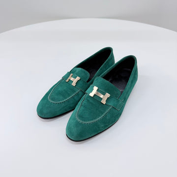 HERMES H-Logo Wildleder Slipper grün 158543498 [P]