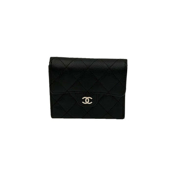 CHANEL Black Caviar Classic Silver CC Logo Small Flap Wallet A82288 158543862 [P]
