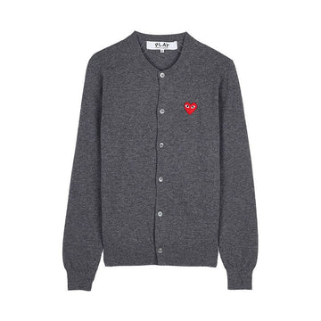 COMME DES GARCONS Grau Herz-Patch Cardigan 158546570 [P]