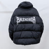 BALENCIAGA 白ロゴプリントパディングジャケット ブラック 158546614 [P]