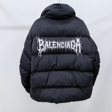 BALENCIAGA 白ロゴプリントパディングジャケット ブラック 158546614 [P]