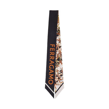 Salvatore Ferragamo Gaia Print Scarf 32 1242 BLACK IVORY 0789920 SS26 158546659 [P]