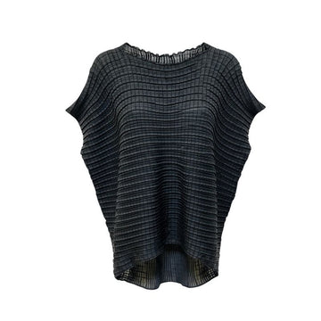 ISSEY MIYAKE Black Waffle Pleated Top 3 158552022 [P]