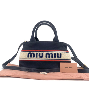 Miu Miu Logo Canvas Tote and Shoulder Bag 2 Way 5BA253 158568023 [P]