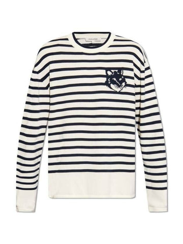 Maison Kitsune Fox Head Intarsia Comfort Stripe Jumper 133042872 [P]