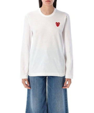 Comme Des Garcons Double Red Heart Badge Long Sleeve T-Shirt AX T292 051 2 151055138 [P]