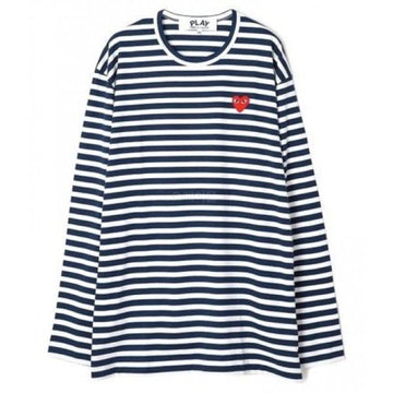 Comme Des Garcons Red Heart Patch Stripe Long Sleeve T-Shirt AX T010 051 1 151055455 [P]