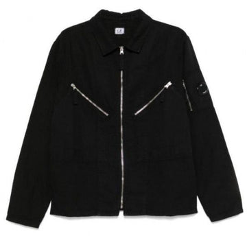 CP COMPANY コットンリネン オーバーシャツ フルジップ 18CMOS103A 006273G 999 151056575 [P]