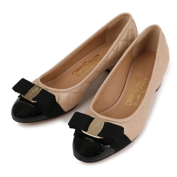 SALVATORE FERRAGAMO Quilted Pumps VARAQ-3 Schwarz/Pink Beige 702227 140490473 [P]