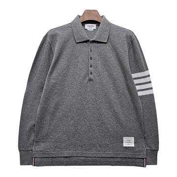 THOM BROWNE Schräg-Piqué Langarm-Polo-Shirt 158576790 [P]