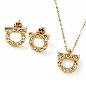 Salvatore Ferragamo Gancini Crystal Earring & Necklace Set 76-0123, 76-0131 157204049 [P]