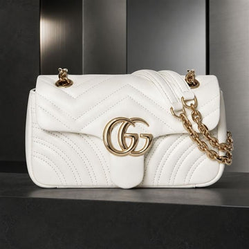 Gucci White Leather GG Marmont 837280 AAE38 9050 141940923 [P]