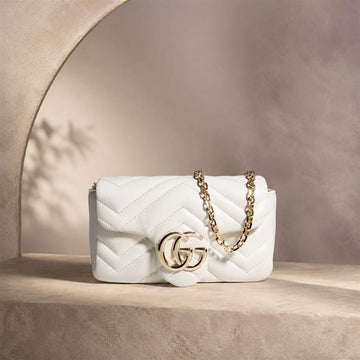 Gucci White Leather GG Marmont 841290 AAFAX 9050 141940927 [P]