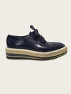 PRADA Navy Kalbsleder Espadrille Wingtip Slipper Schuhe 158579611 [P]