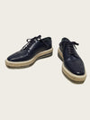 PRADA Navy Kalbsleder Espadrille Wingtip Slipper Schuhe 158579611 [P]