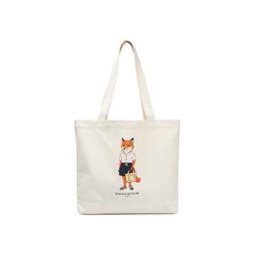 MAISON KITSUNE Dressed Fox Tote Bag Ecru 154050598 [P]
