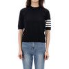 THOM BROWNE Merino-Woll-Kurzarmstrickpullover mit diagonalen Streifen FKA471B Y1014 415 158579671 [P]