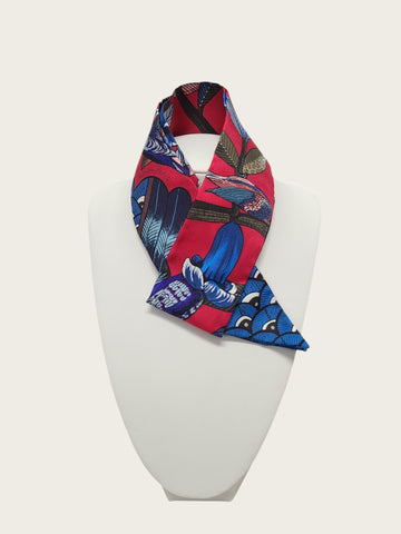 Hermes Red Tree of Song Twilly Silk Scarf 158579686 [P]