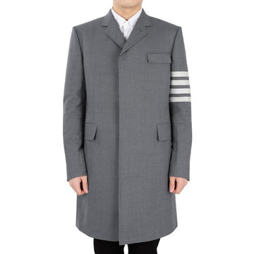 Thom Browne Men's Asymmetric Arm Band Chesterfield Over Long Coat (Gray) MOC567A 06146 035 54652908 [P]