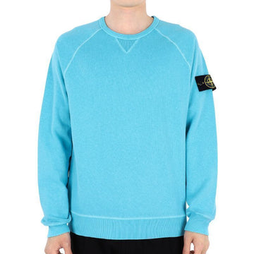 STONE ISLAND Männer Crewneck Sweatshirt mit Wappen-Patch in Aqua-Blau V0142 54741048 [P]