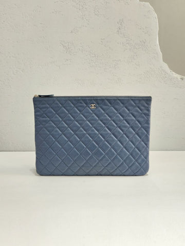 CHANEL Klassische Caviar Silber Lichtblau Clutch 19er Serie A69251 158579741 [P]