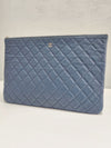 CHANEL Classic Caviar Silver Light Blue Clutch Bag 19 Series A69251 158579741 [P]