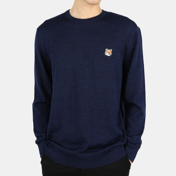 Maison Kitsune Men's Headfox Patch Wool Knit (Melange Navy) IU00504KT1036 H481 54751093 [P]