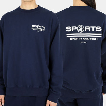 SPORTY & RICH 22 F/W ユニセックススポーツクルーネック (ネイビー/ホワイト) 54764059 [P]