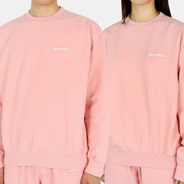 SPORTY & RICH Serif bestickter Rundhalspullover (Rosenpink) 22 F/W 54764085 [P]