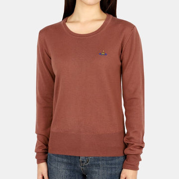 VIVIENNE WESTWOOD 22 F/W 女性刺繍ロゴベアウールニット (ブラウン) 18030019 Y0006 D405 54764126 [P]
