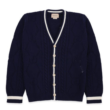 Gucci 23 S/S Kids V-Neck Contrast Cardigan (Navy) 713134 XKCR1 4347 54764614 [P]