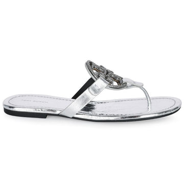 Tory Burch Women's Miller Sandals Slippers (Silver) 146017 040 54765520 [P]
