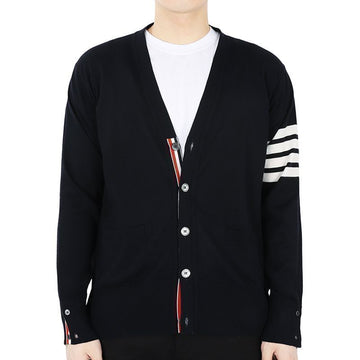 Thom Browne Men's Diagonal Band V-Neck Wool Cardigan (Navy) MKC002A Y1014 415 54632284 [P]