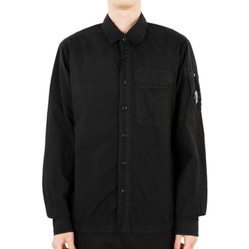 CP COMPANY メンズ レンズ ワッペン タイロン ボタン シャツ (ブラック) 15CMSH185A 005783G 999 56278627 [P]
