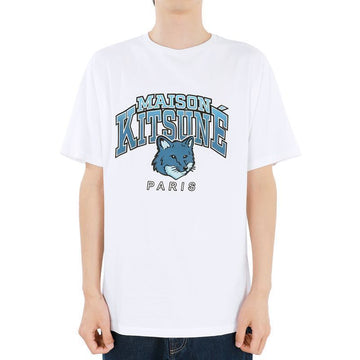 Maison Kitsune Men's Campus Fox Relax Short Sleeve (White) LM00112KJ0035 P100 58210681 [P]