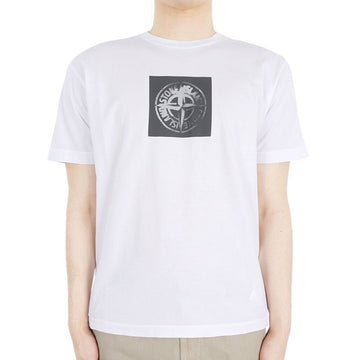 STONE ISLAND Kurzarmhemd mit Kompassdruck in Weiß 80152NS83 V0001 73810541 [P]