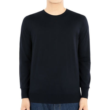LORO PIANA バージンウール クルーネック ニット (ネイビーブルー) 24 S/S FAI1916 WA31 77983782 [P]