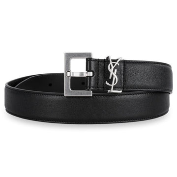SAINT LAURENT Herren Monogramm Logo Gürtel (Schwarz) 634440 BRM0E 1000 100422519 [P]