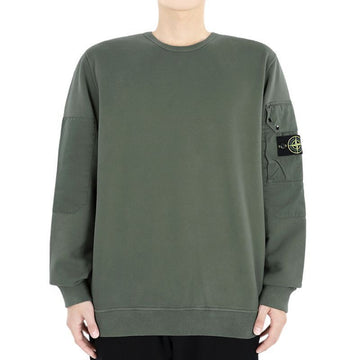 STONE ISLAND Stone Herren Wappen Patch Taschen Rundhalsausschnitt Sweatshirt (Khaki) V0059 102141619 [P]