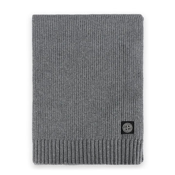Stone Island Stone Kids Logo Patch Wool Scarf (Dark Grey) 8116N02Z3 V0M67 112717181 [P]