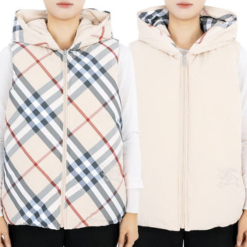 BURBERRY キッズ リバーシブル チェック ダウン パディング ベスト (ベージュ) 12,14Y 8092515 115619780 [P]