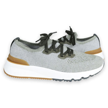 BRUNELLO CUCINELLI Herren Strick Low-Top Sneaker (Grau/Grün) MZUKISO250 CEE90 121795504 [P]