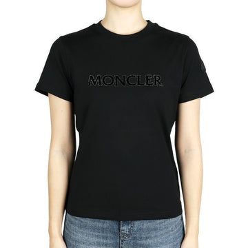 MONCLER Damen Logo Strass T-Shirt (Schwarz) 8C00021 89AIJ 999 122442023 [P]